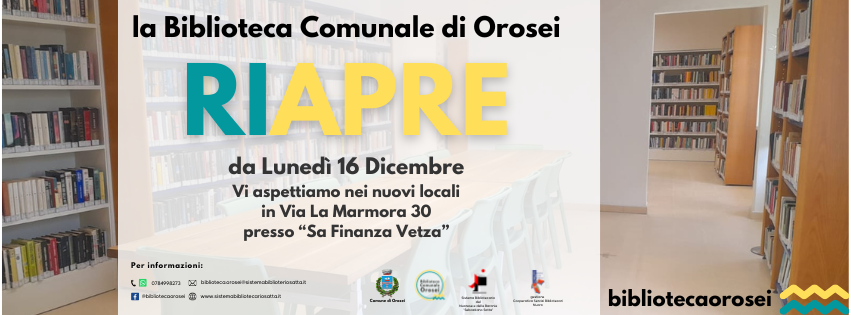 La Biblioteca Comunale di Orosei Riapre nei nuovi locali presso Sa Finanza Vetza