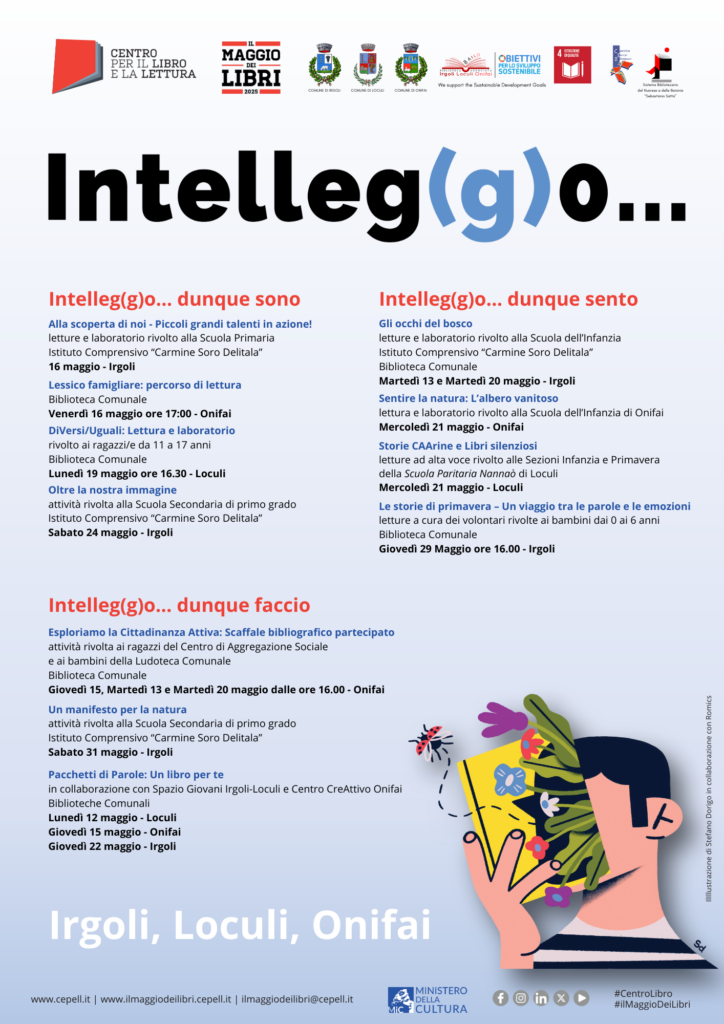 Locandina attività_Il Maggio dei Libri 2025 “Intelleg(g)o”_Irgoli, Loculi, Onifai