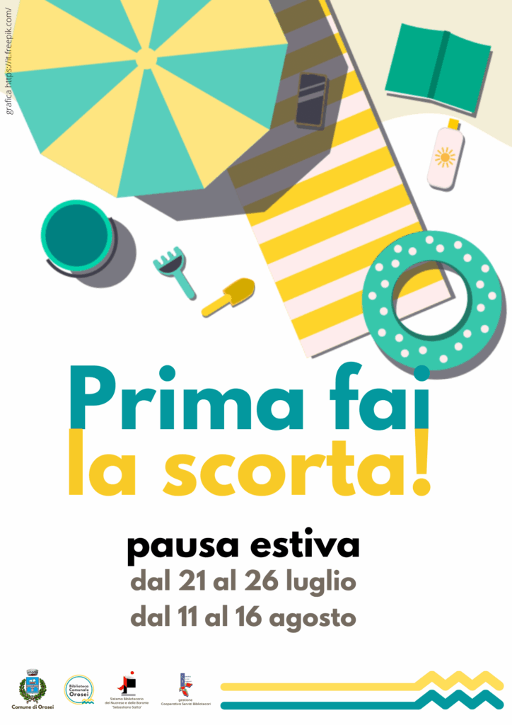 Locandina calendario chiusure estive Biblioteca Orosei