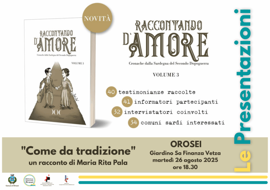 Locandina presentazione del libro “Raccontando d’Amore – Vol. 3”!- Orosei