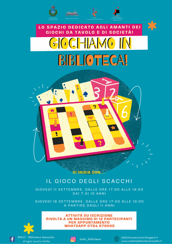 Locandina Giochiamo in Biblioteca a Irgoli
