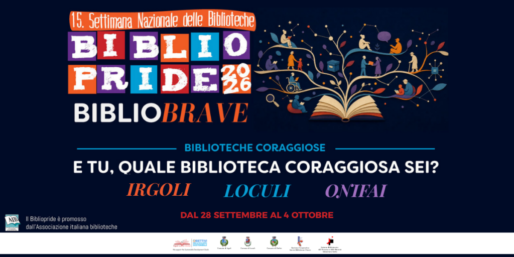 “Bibliobrave – Biblioteche coraggiose” – Bibliopride 2026 a Irgoli, Loculi e Onifai