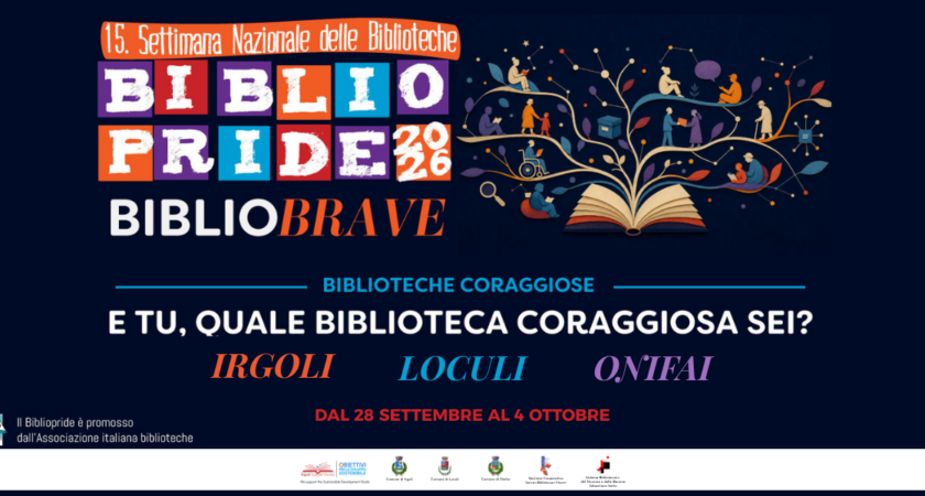 “Bibliobrave – Biblioteche coraggiose” – Bibliopride 2026 a Irgoli, Loculi e Onifai